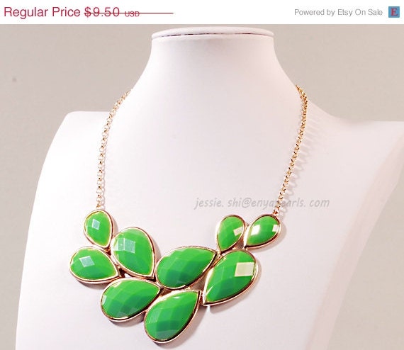 Fruit Green Bubble Necklace,Drop Shape Necklace, Resin Jewelry (FN0564-Fruit Green)