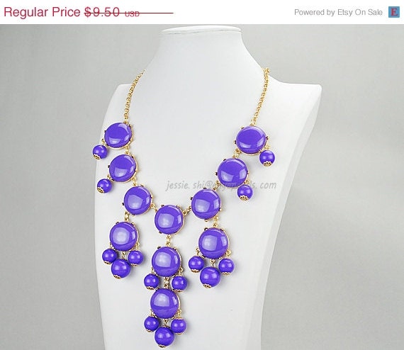 Purple Bubble Necklace, Bubble Bib Necklace, Bubble Jewelry (FN0508-M-Purple)