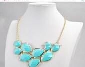 Sky Blue Bubble Necklace, Drop Shape Necklace, Blue Resin Jewelry (FN0564-Sky Blue)