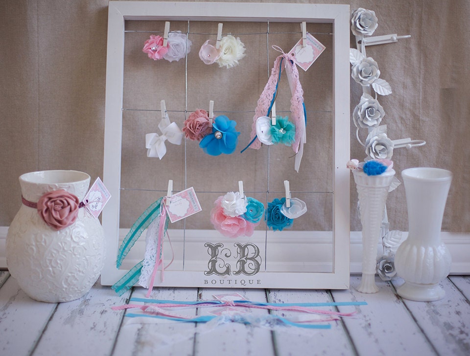Pink & Aqua Shabby Chic Headband Kit  - DIY Headbands, Baby Shower or Birthday Party (10 Count) MORE counts at www.lb-boutique.com