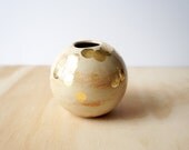 shino and gold leaf ball vase or vessel
