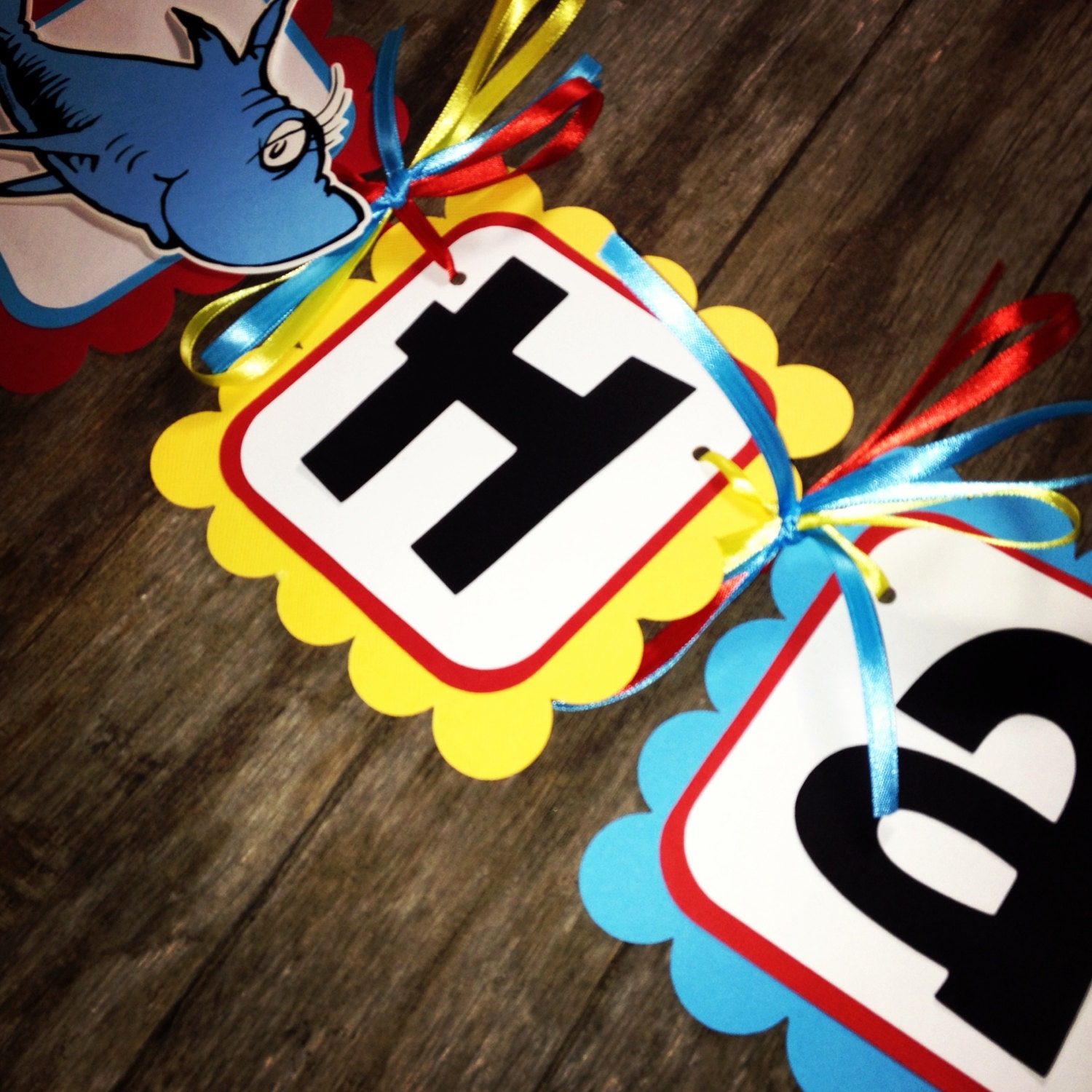 Dr Suess inspired birthday banner one fish two fish, red fish blue fish