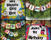 MIckey Mouse Party Set - primary color Birthday Banner high chair banner door signs