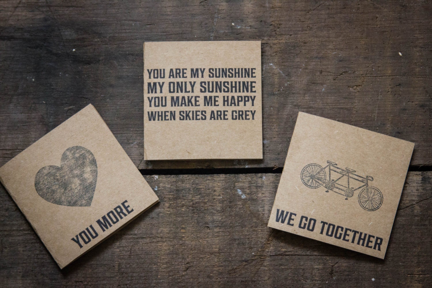 Valentines Day Card - Gift Cards Variety Pack - Blank Cards - Square - Handmade - Simple Note Card - Set of 12 - Brown - Black - Paper Goods