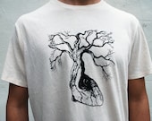 Organic Cotton Mens t-shirt  - Anatomical heart tree XL / Extra Large  - Printed and Ready to Ship