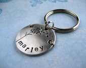 Unique Pet Id Tag - Handmade - Hand stamped Aluminum Pet Tag - Small Breed Dog - Cat Tag - Aluminum Backer - Wire Wrap