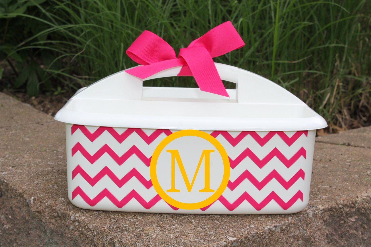 CHEVRON designed Personalized Caddy  - - - Must Haves for Camp and Dorm Room - - - Assorted Colors/Designs