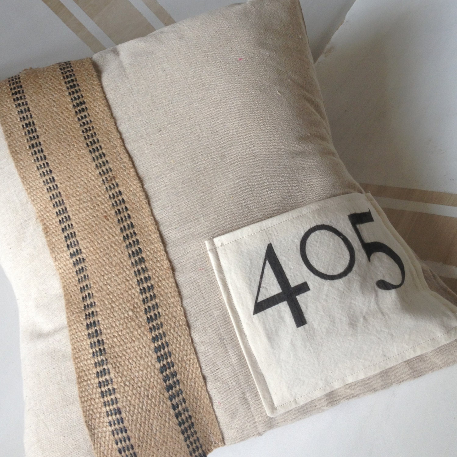Burlap pillow - burlap pillows - farmhouse chic pillow