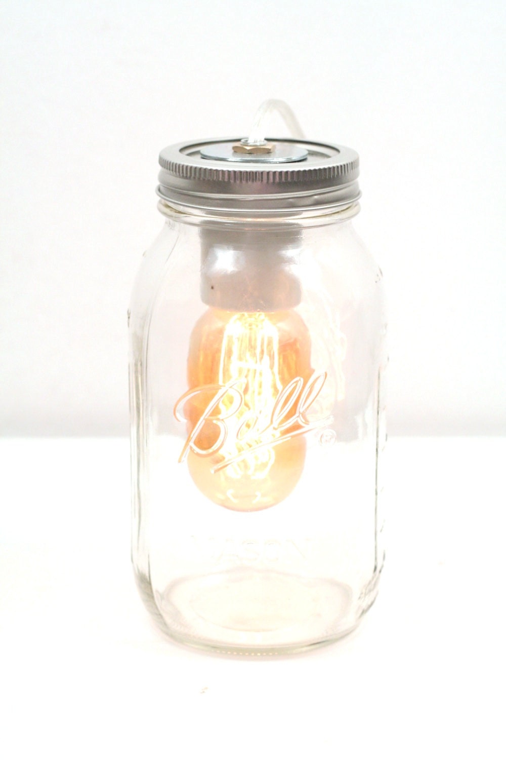 Mason Jar Lamp I- Rustic Lighting, Mason Jar Lighting, Table Lamp, Edison Bulb