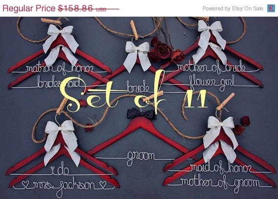 ON SALE 15% DISCOUNT- Set of 11 personalized hangers - perfect for bridal party
