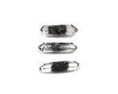 Tibetan Quartz 3 Double Terminated Crystals 18mm - 19mm For Wire Wrapping and Jewelry Making, Black  (Lot No. 3814)