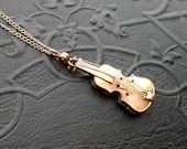 Victorian Violin Charm Pendant Necklace.
