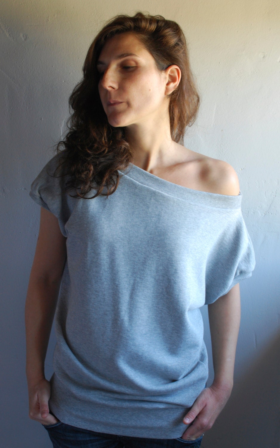 Grey Sweatshirt Japanese Sleeves summer sweater /  Women fashion