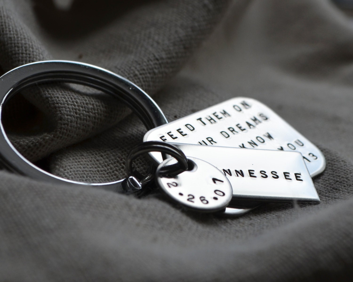 Hand Stamped Stainless Keychain - Personalize - Customize with your own saying