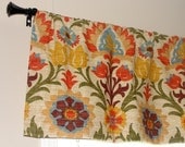 Waverly Santa Maria Adobe Designer Valance 50" wide x 16" long Lined with Cotton Muslin Orange Tan Teal Olive Green Brown Golden Yellow