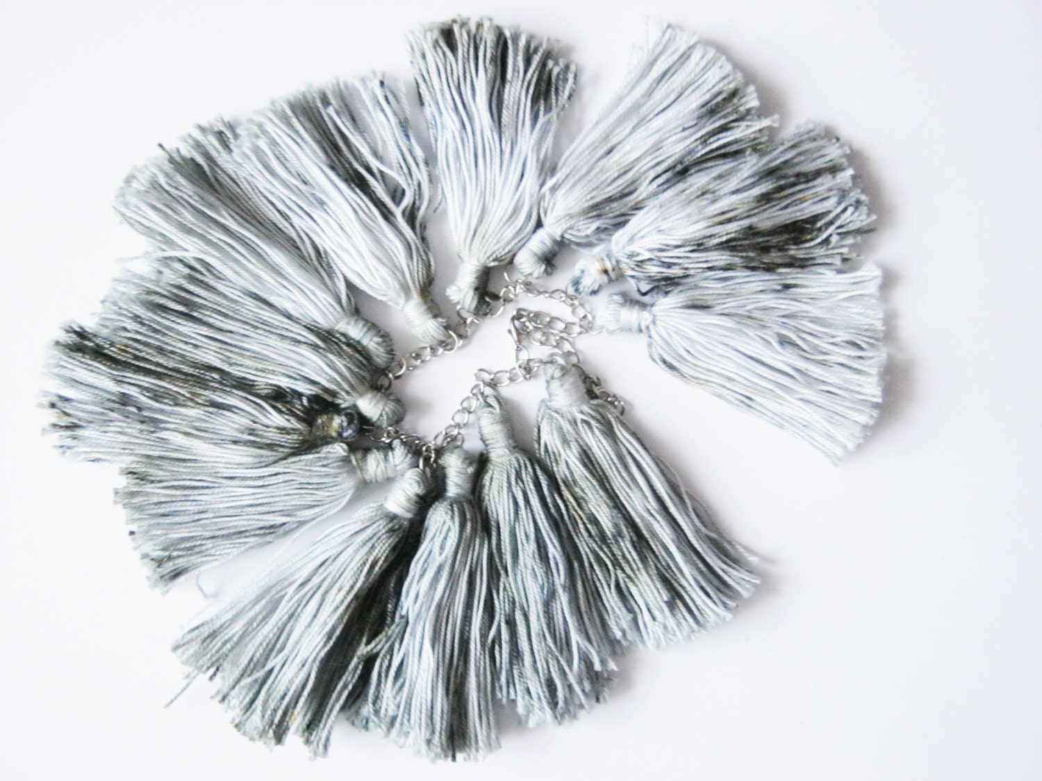 Black and white - hand dyed tassel bracelet / murMur