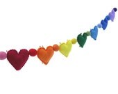 felt Garland / Hearts /rainbow/ multicolor Garland /Felt Ball Garland / Decoration/-Party decoration
