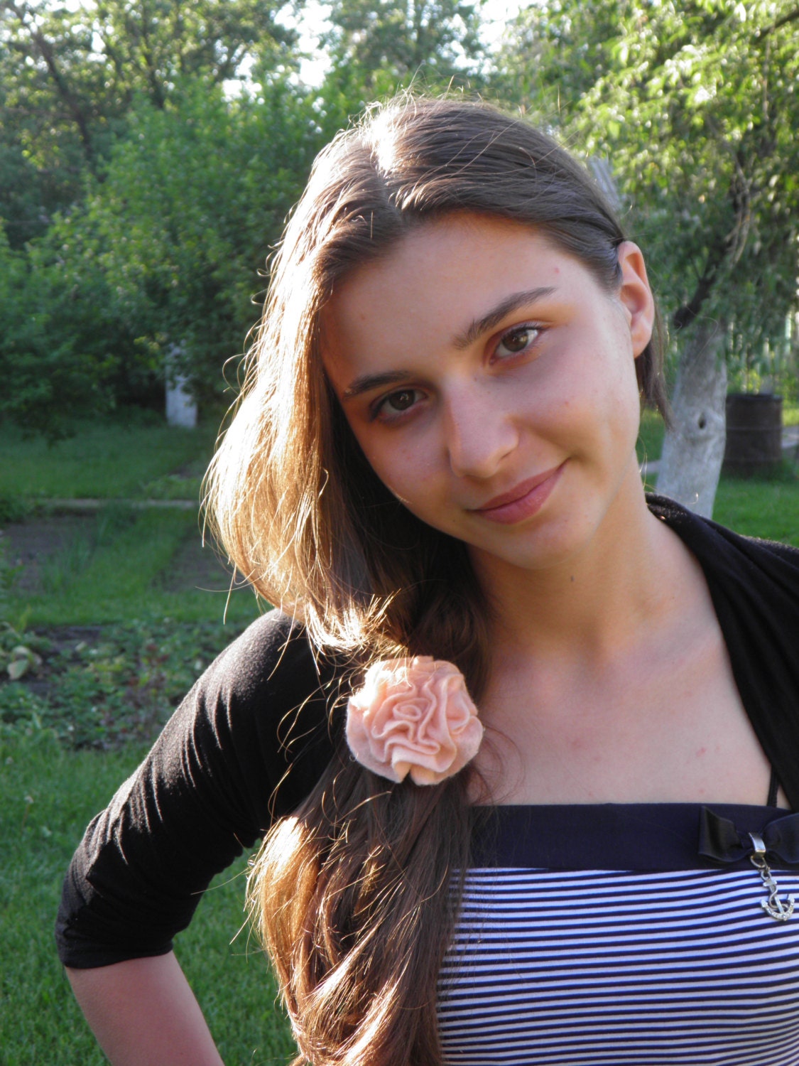 Blush Felt flower brooch-hair clip/ pale pink  rose/ Felt Jewelry/ Wool Flowers/ Felted Brooch / Ready to ship