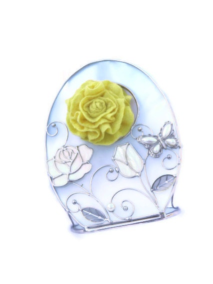 Felt flower brooch-hair clip/ yellow rose/ Felt Jewelry/ Wool Flowers/ Felted Brooch / Ready to ship