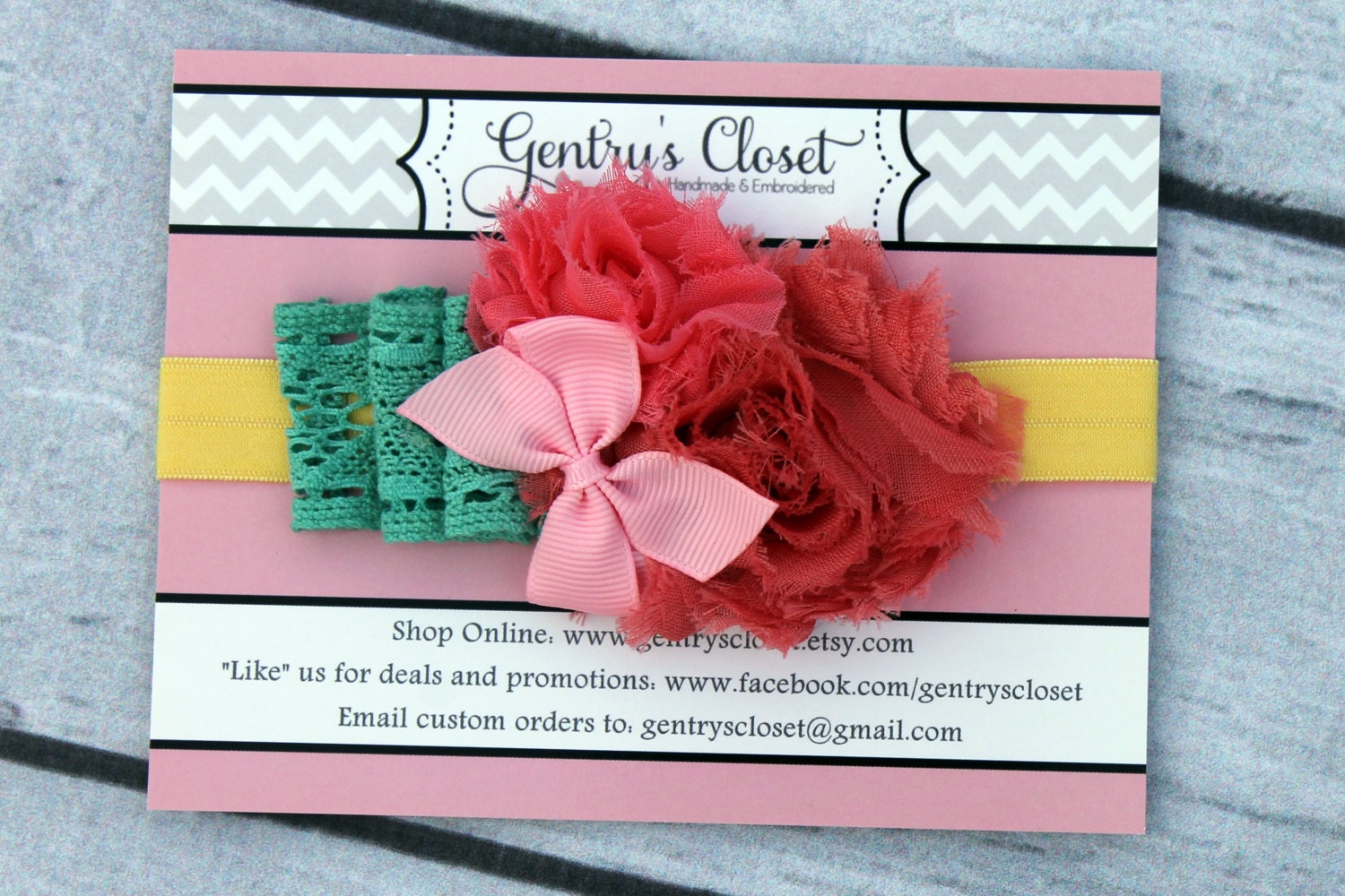 Baby girl headband. Ice cream social. Newborn headbands, infant headbands, toddler headband. Shabby flowers with mint lace and pink bow.