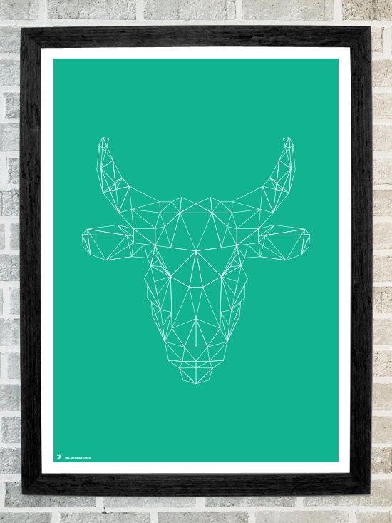 Bull head triangles print 11 X 16