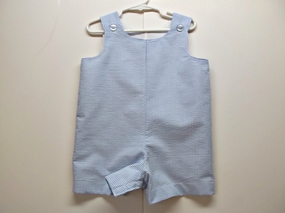 Blue Seersucker JonJon, 1st Birthday, Summer, Toddler Boy Shorts, Baby Boy Overalls, Spring Children Clothing, Custom Boutique Boy Clothes