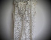 Vintage Lace Tunic Top Upcycled Gatsby style handmade original M L XL