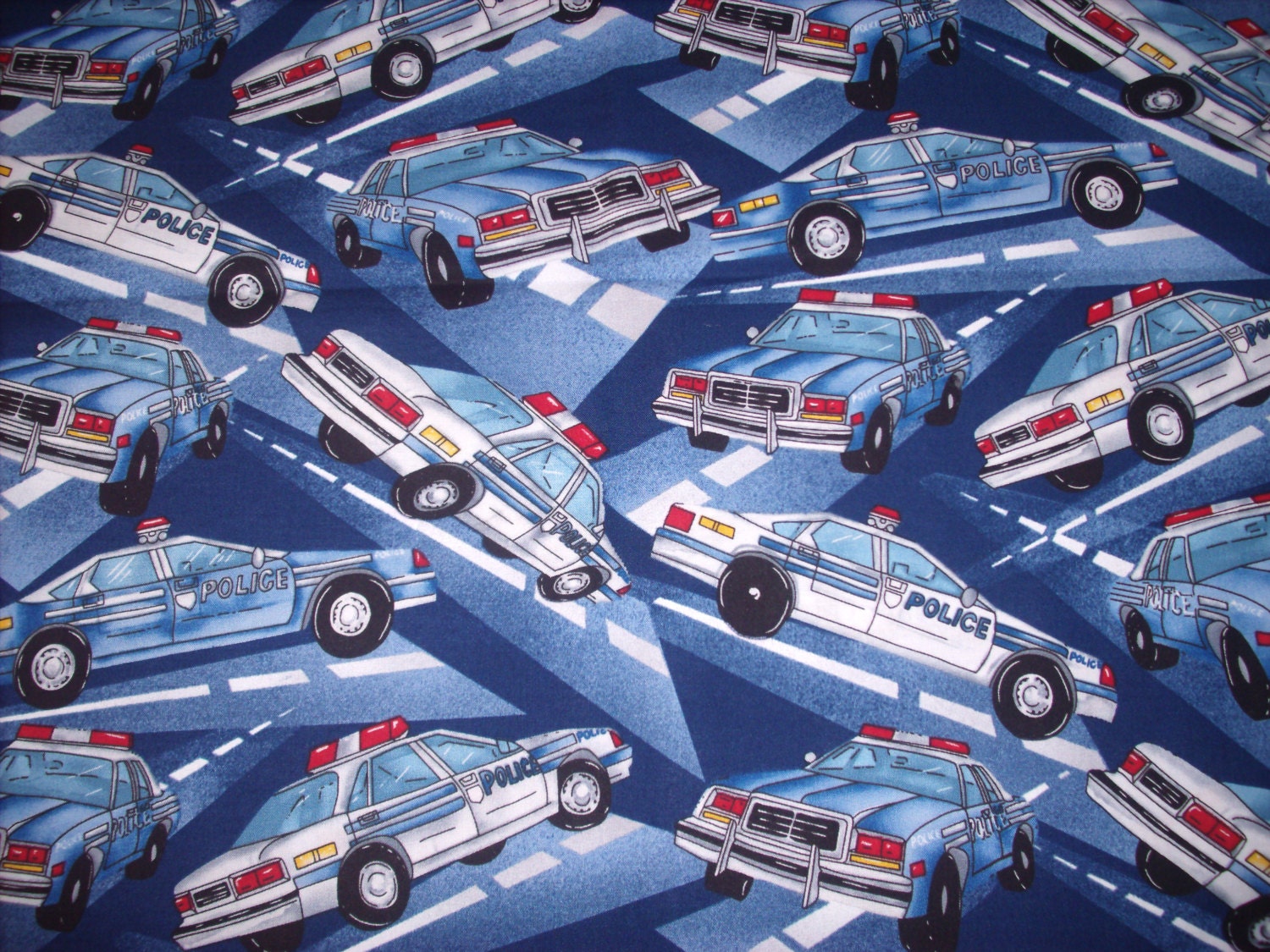 1 yard cotton fabric police cruisers by on Etsy