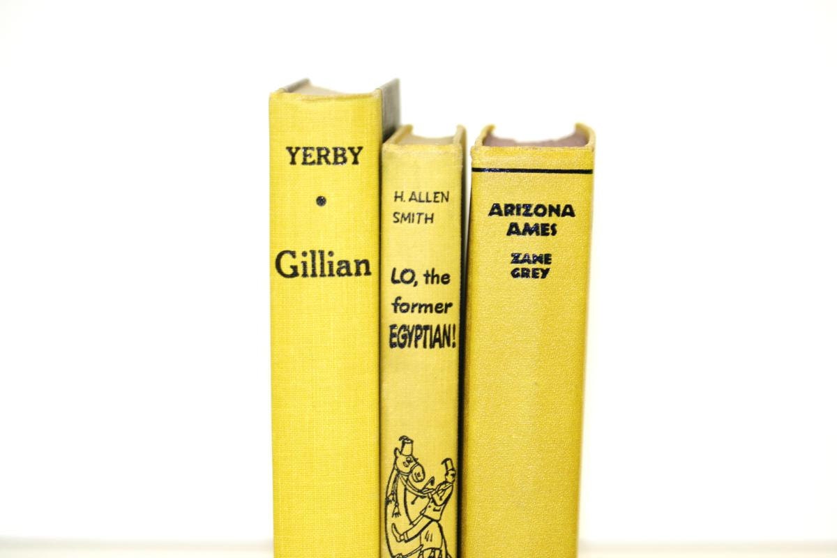 Vintage Yellow Books Home Decor Office Decor Vintage Book Bundle