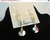 Vintage LAGUNA Silver Crystal Earrings, Pierced Metallic Rivoli Drops