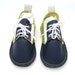 Navy, apple green and white handmade leather shoes for children