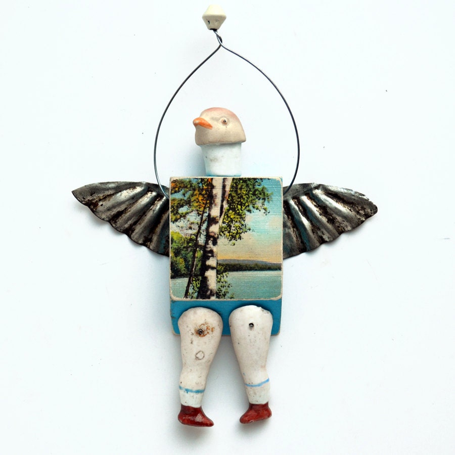 PIGEON TOED 3 original art doll German bisque doll parts BIRD ornie   by Elizabeth Rosen