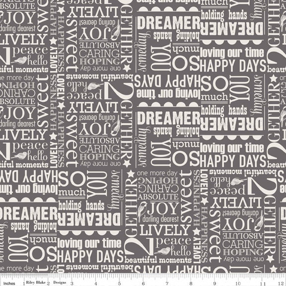 Carina Gardner for Riley Blake, Remember, Words in gray, 1 yard