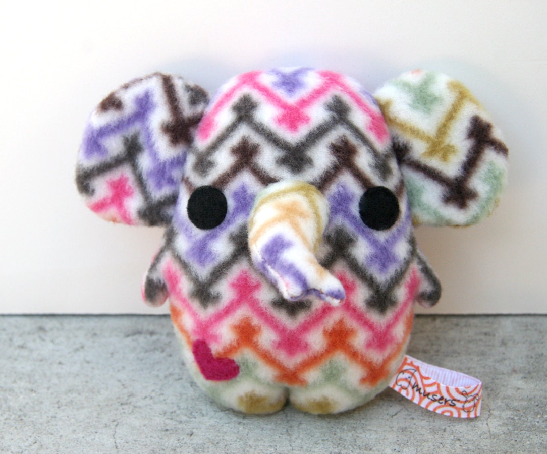 Eggelephant Crisscross, elephant plush, purple, pink, green, brown, gray, orange, white, stuffed animal, egg shaped Muser