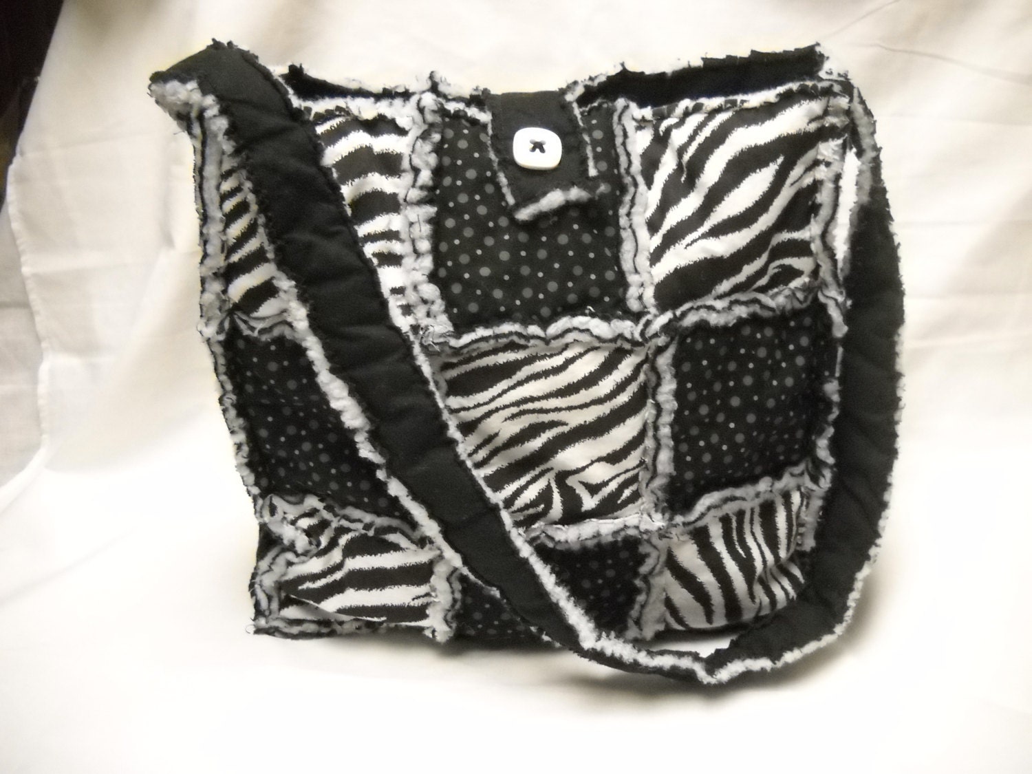Zebra Print Quilted Rag Bag