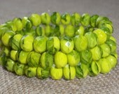 Yellow Green Bead 6x8mm Czech Glass Olive Two Tone Rondelle LIMETTA (10)