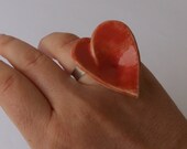 Ceramic ring, red heart , Valintine Day present