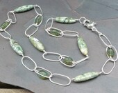 Hefty Sterling Silver, Rhyolite, and Czech Glass Necklace
