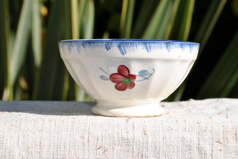 French antique Cafe au Lait bowl, Digion-Sarreguemines faience, rare childs bowl Made in France, vintage French Kitchen, French home decor