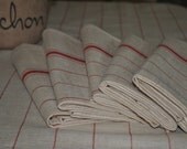 Antique French Linen Torchons, Tea towels, Country French decor, Collectible linens, French Kitchens, red stripes, Cottage chic, supplies