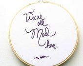 Purple embroidery hoop art / Alice in Wonderland quote / We're all mad here. - The Hatter / 6 inch size