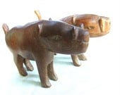 Vintage Solid Wood Wild Boar or Razorback Standing Figures
