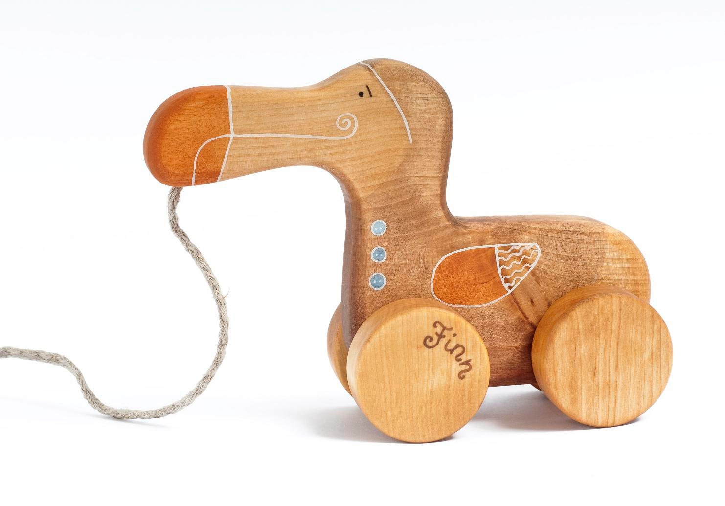 Personalized Wooden Dodo Pull Toy eco friendly kids toy