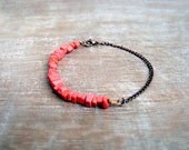 Coral red natural stone bracelet