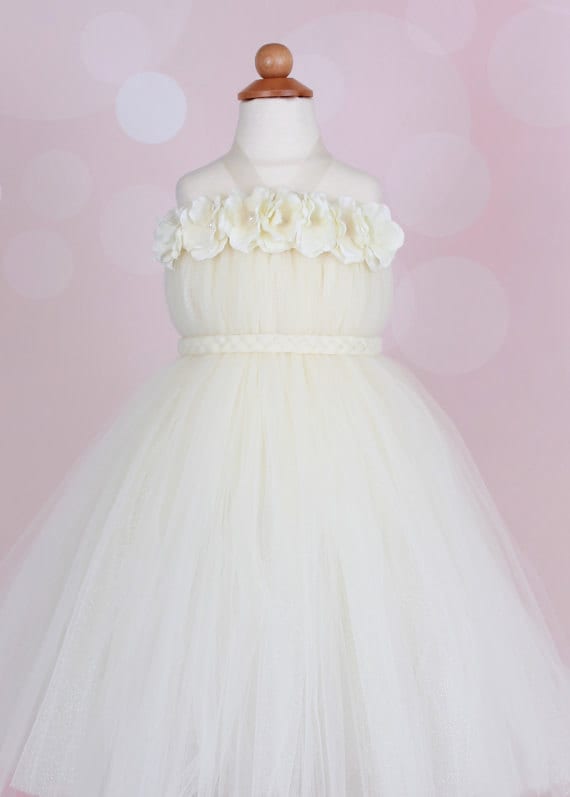Flower Girl Tutu Dress - Ivory - Moon Light Magic - 5-6 Youth Girl - Cutie Pataootie Designz Il_570xn