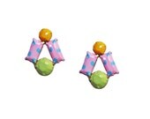 Polka Dot earrings hand painted mint pink yellow blue small studs pastel