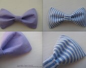 Medium - Dog Cat Pet Bowties & Bows - Lavender or Blue Seersucker