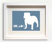 Bulldog Silhouette Dog Print Modern Design