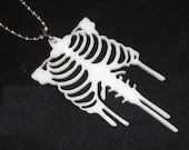 Acrylic SKELETAL RIBCAGE Pendant Necklace WHITE Bead Chain