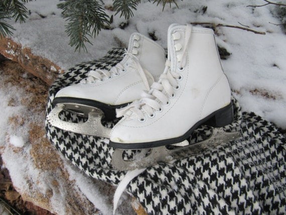 Buy shop winter recreation sporting goods - Ice Skates Vintage Girl White Figure Skate Winter Sport Equipment Snow Ice Skating Marked 6 1/3 Made in Canada